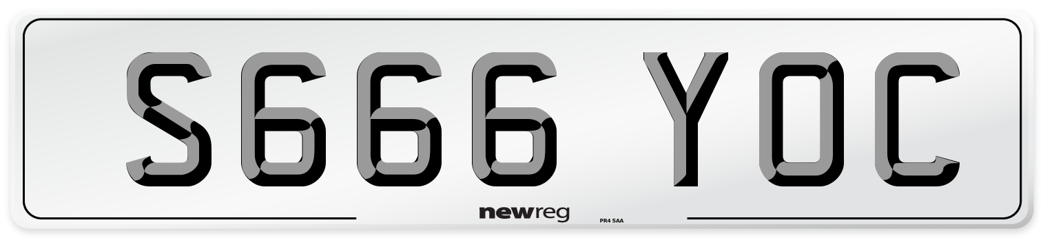 S666 YOC Number Plate from New Reg